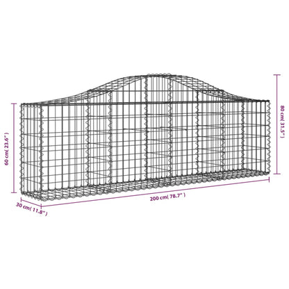 Cesti Gabbioni ad Arco 11 pz 200x30x60/80 cm Ferro Zincato