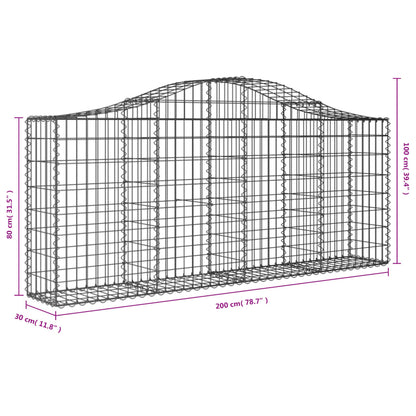 Cesti Gabbioni ad Arco 50 pz 200x30x80/100 cm Ferro Zincato