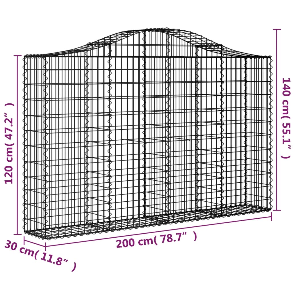 Cesti Gabbioni ad Arco 18 pz 200x30x120/140 cm Ferro Zincato - homemem39