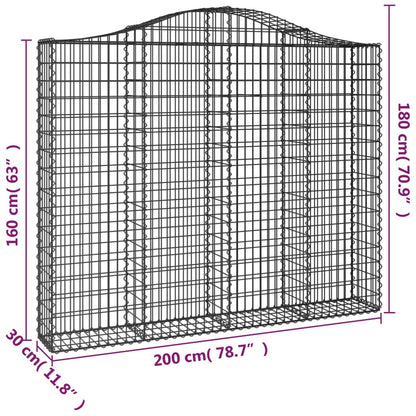 Cesti Gabbioni ad Arco 3 pz 200x30x160/180 cm Ferro Zincato - homemem39