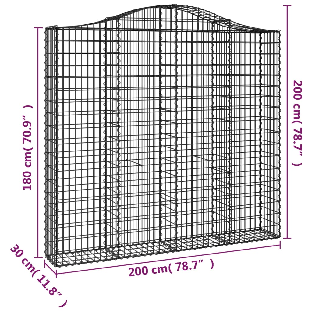 Cesti Gabbioni ad Arco 5 pz 200x30x180/200 cm Ferro Zincato - homemem39