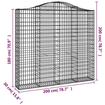 Cesti Gabbioni ad Arco 8 pz 200x30x180/200 cm Ferro Zincato