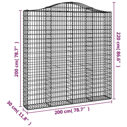 Cesti Gabbioni ad Arco 3 pz 200x30x200/220 cm Ferro Zincato