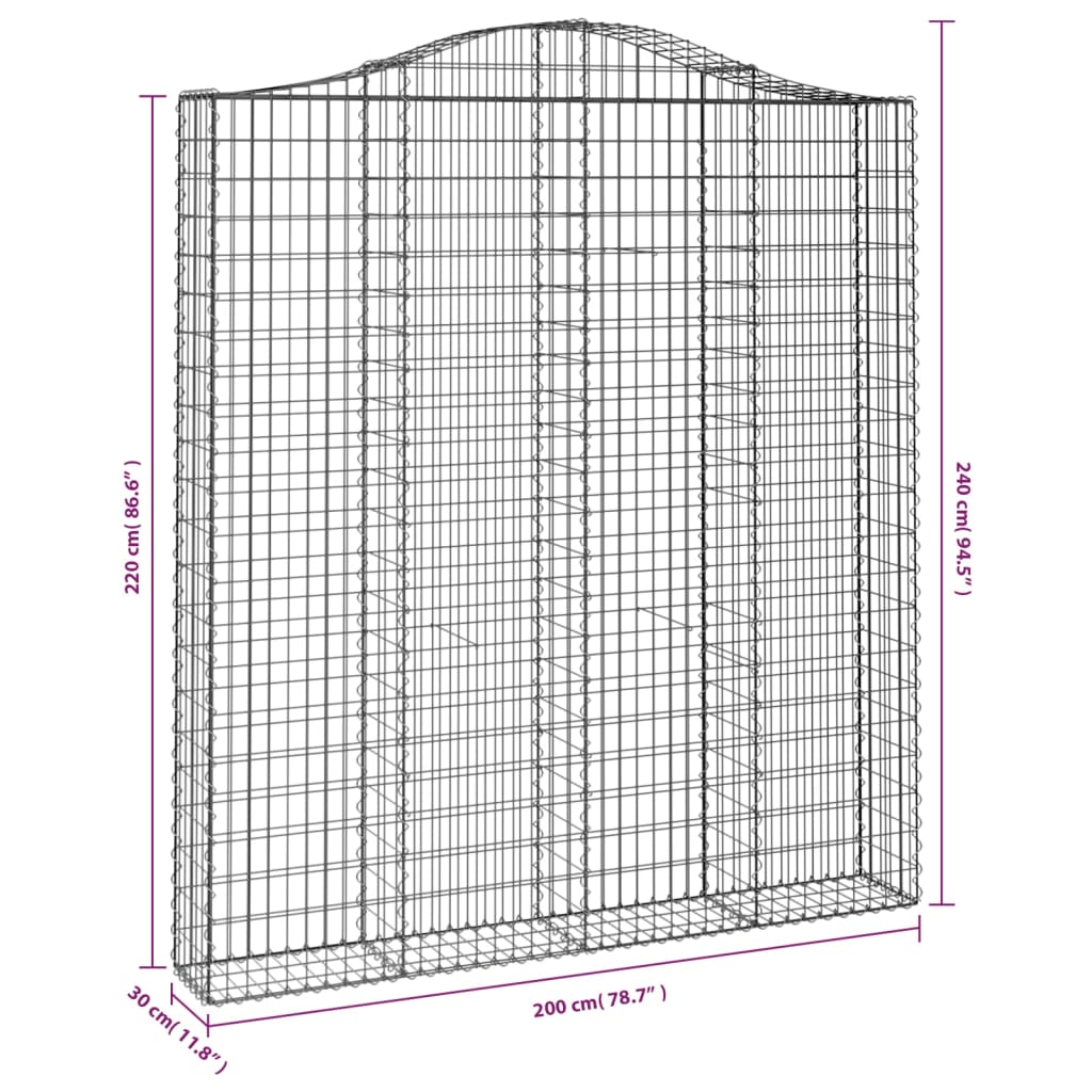 Cesti Gabbioni ad Arco 4 pz 200x30x220/240 cm Ferro Zincato - homemem39