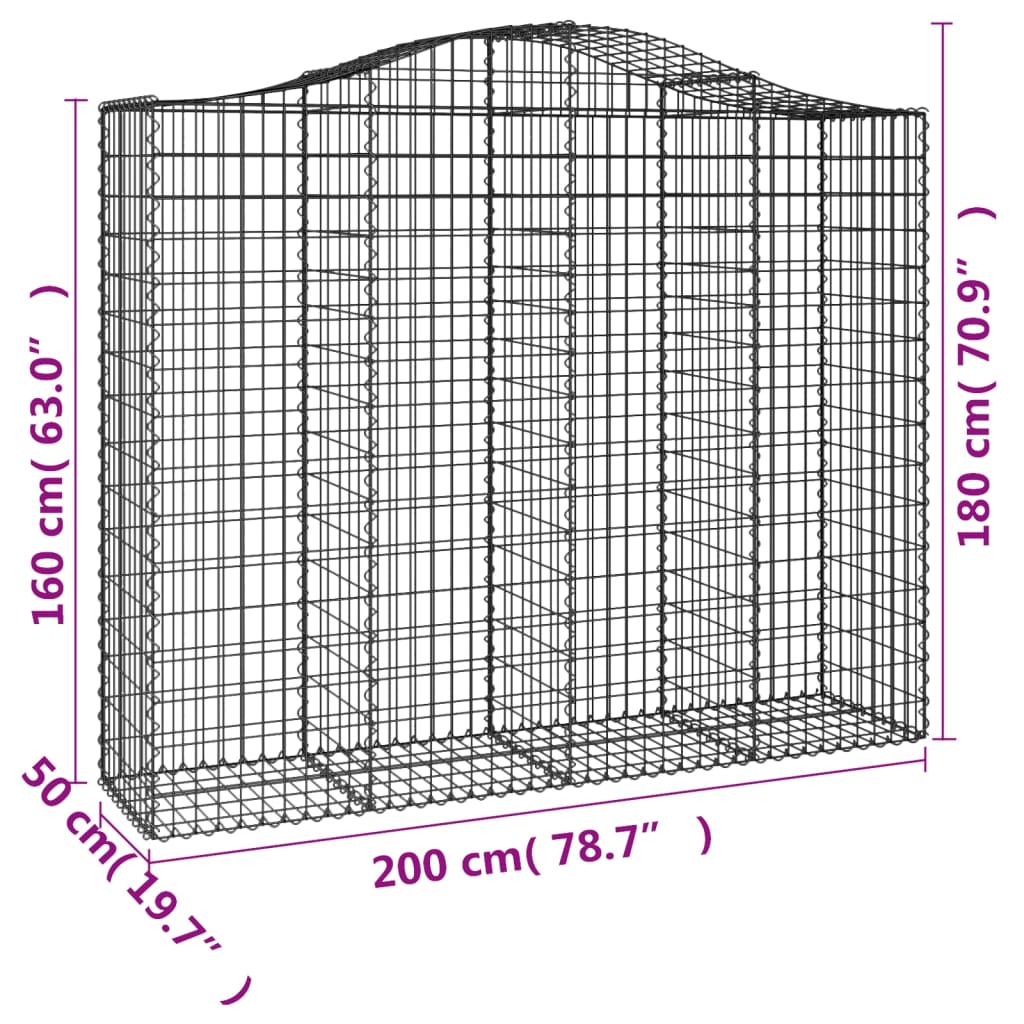 Cesti Gabbioni ad Arco 25 pz 200x50x160/180 cm Ferro Zincato - homemem39