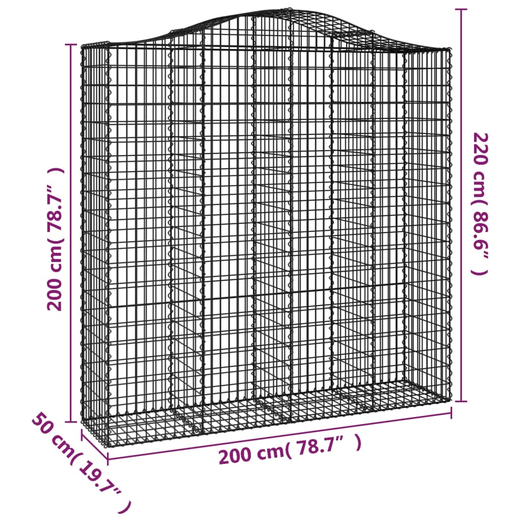 Cesti Gabbioni ad Arco 2 pz 200x50x200/220 cm Ferro Zincato - homemem39