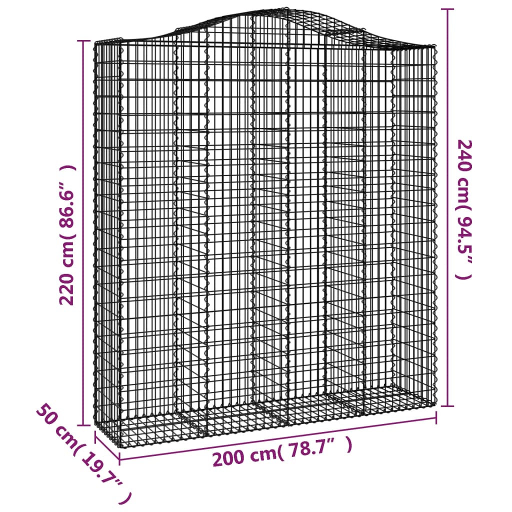 Cesti Gabbioni ad Arco 14 pz 200x50x220/240 cm Ferro Zincato - homemem39