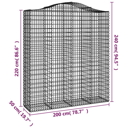 Cesti Gabbioni ad Arco 14 pz 200x50x220/240 cm Ferro Zincato