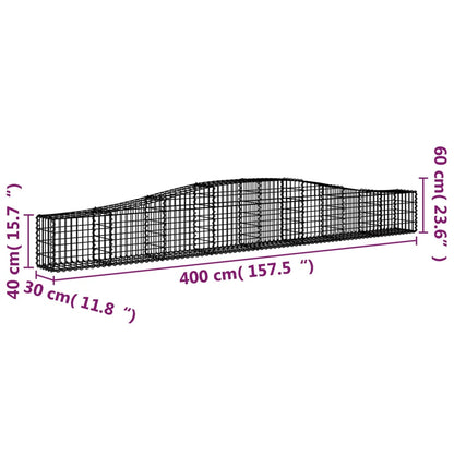 Cesti Gabbioni ad Arco 20 pz 400x30x40/60 cm Ferro Zincato