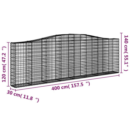 Cesti Gabbioni ad Arco 10 pz 400x30x120/140 cm Ferro Zincato - homemem39