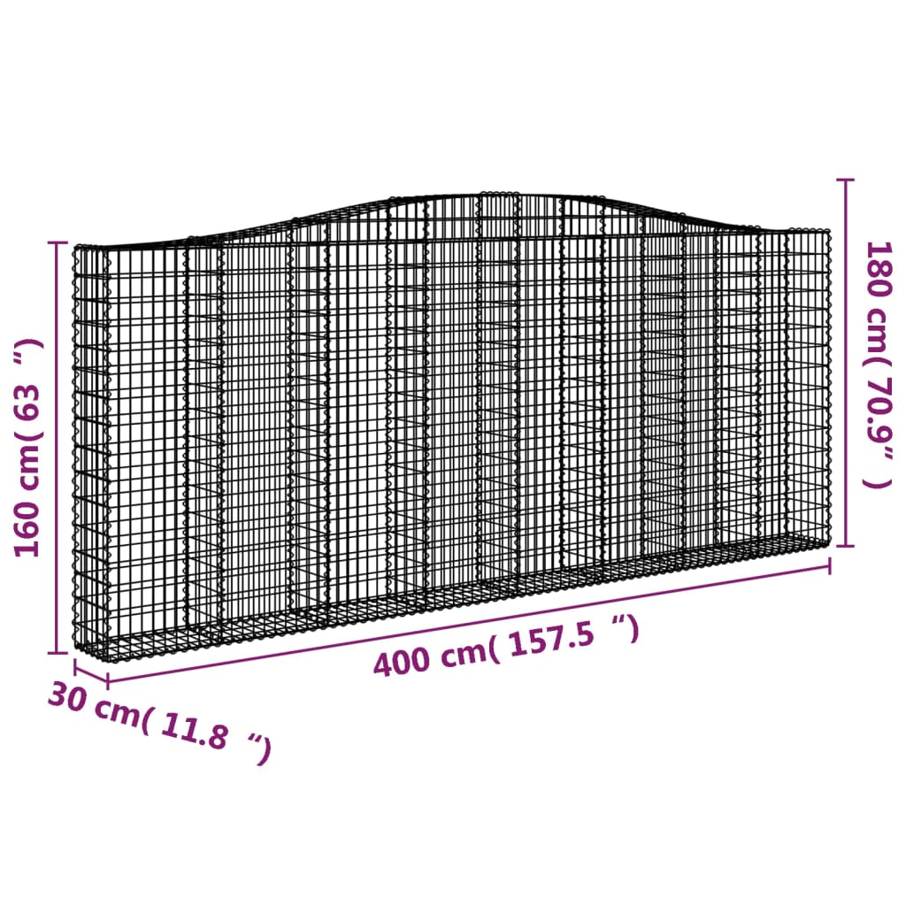 Cesti Gabbioni ad Arco 2 pz 400x30x160/180 cm Ferro Zincato - homemem39