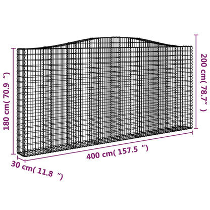 Cesti Gabbioni ad Arco 3 pz 400x30x180/200 cm Ferro Zincato