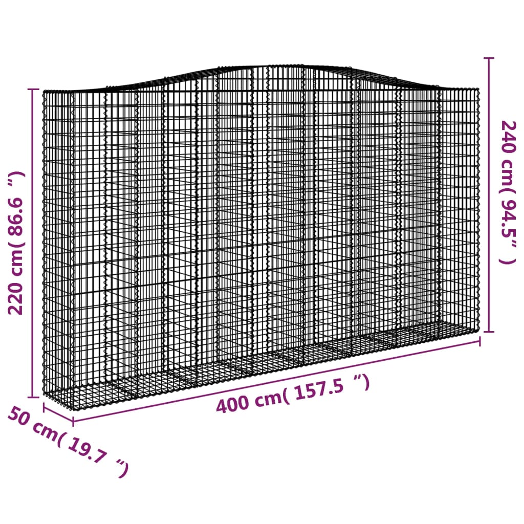 Cesti Gabbioni ad Arco 10 pz 400x50x220/240 cm Ferro Zincato - homemem39