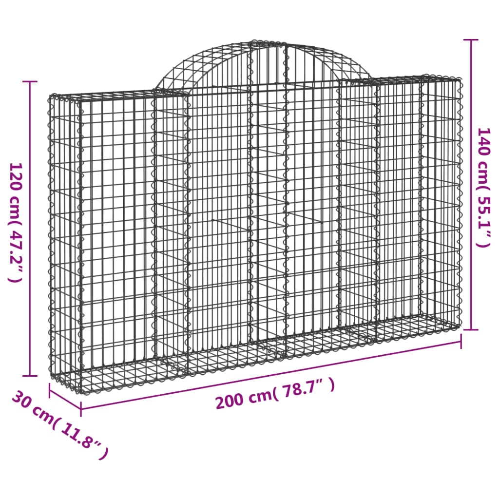 Cesti Gabbioni ad Arco 50 pz 200x30x120/140 cm Ferro Zincato - homemem39