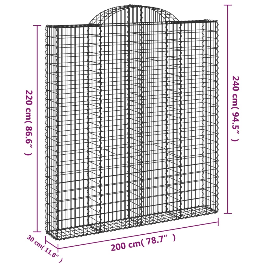 Cesti Gabbioni ad Arco 11 pz 200x30x220/240 cm Ferro Zincato - homemem39