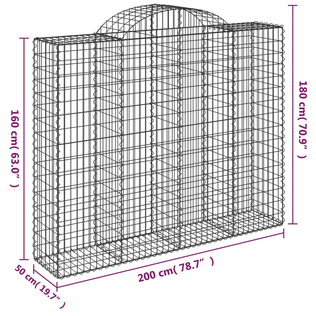 Cesti Gabbioni ad Arco 40 pz 200x50x160/180 cm Ferro Zincato - homemem39