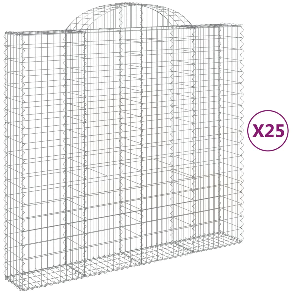 Cesti Gabbioni ad Arco 25 pz 200x50x180/200 cm Ferro Zincato