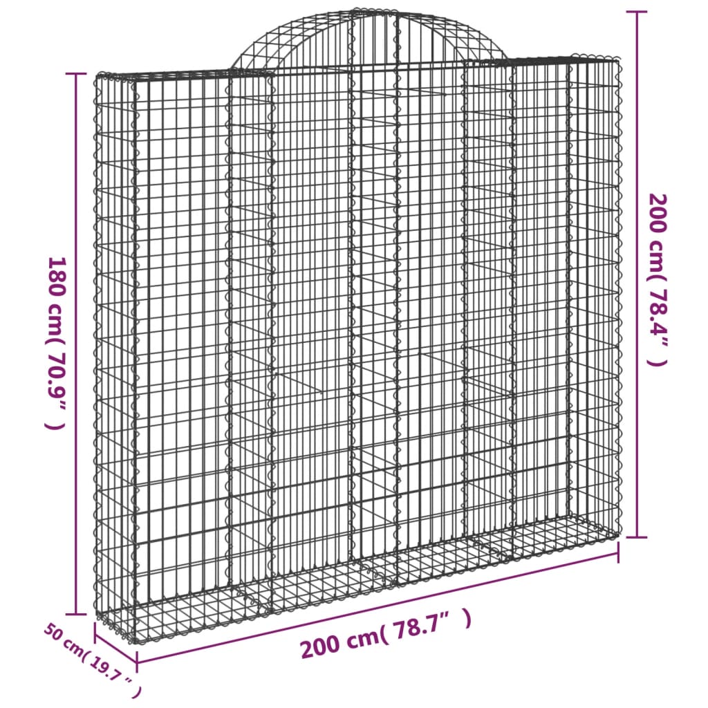 Cesti Gabbioni ad Arco 25 pz 200x50x180/200 cm Ferro Zincato - homemem39