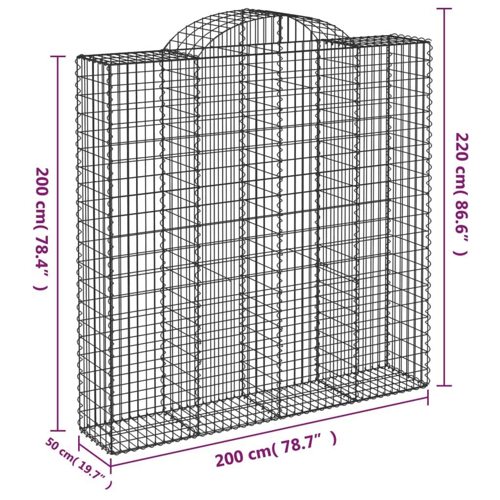 Cesti Gabbioni ad Arco 12 pz 200x50x200/220 cm Ferro Zincato