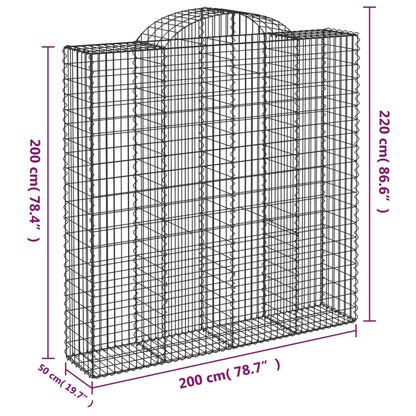 Cesti Gabbioni ad Arco 12 pz 200x50x200/220 cm Ferro Zincato