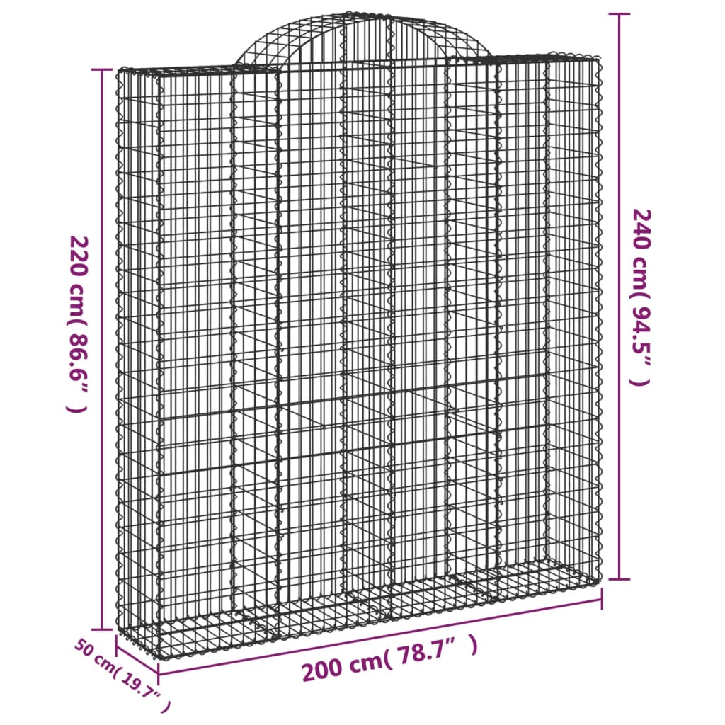 Cesti Gabbioni ad Arco 18 pz 200x50x220/240 cm Ferro Zincato - homemem39