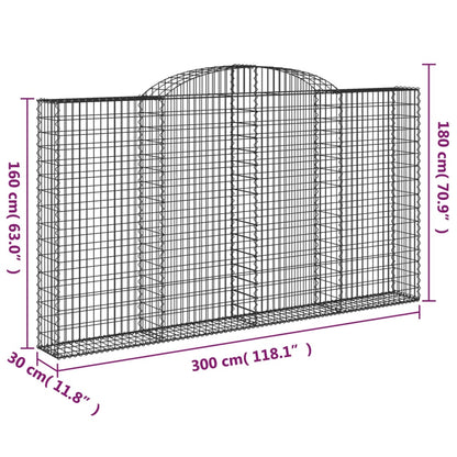 Cesti Gabbioni ad Arco 6 pz 300x30x160/180 cm Ferro Zincato