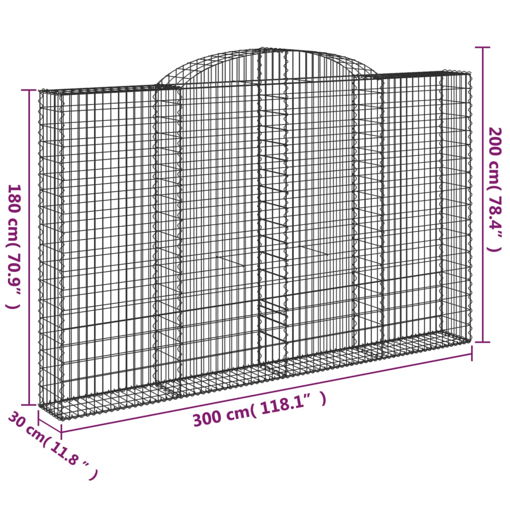 Cesti Gabbioni ad Arco 2 pz 300x30x180/200 cm Ferro Zincato