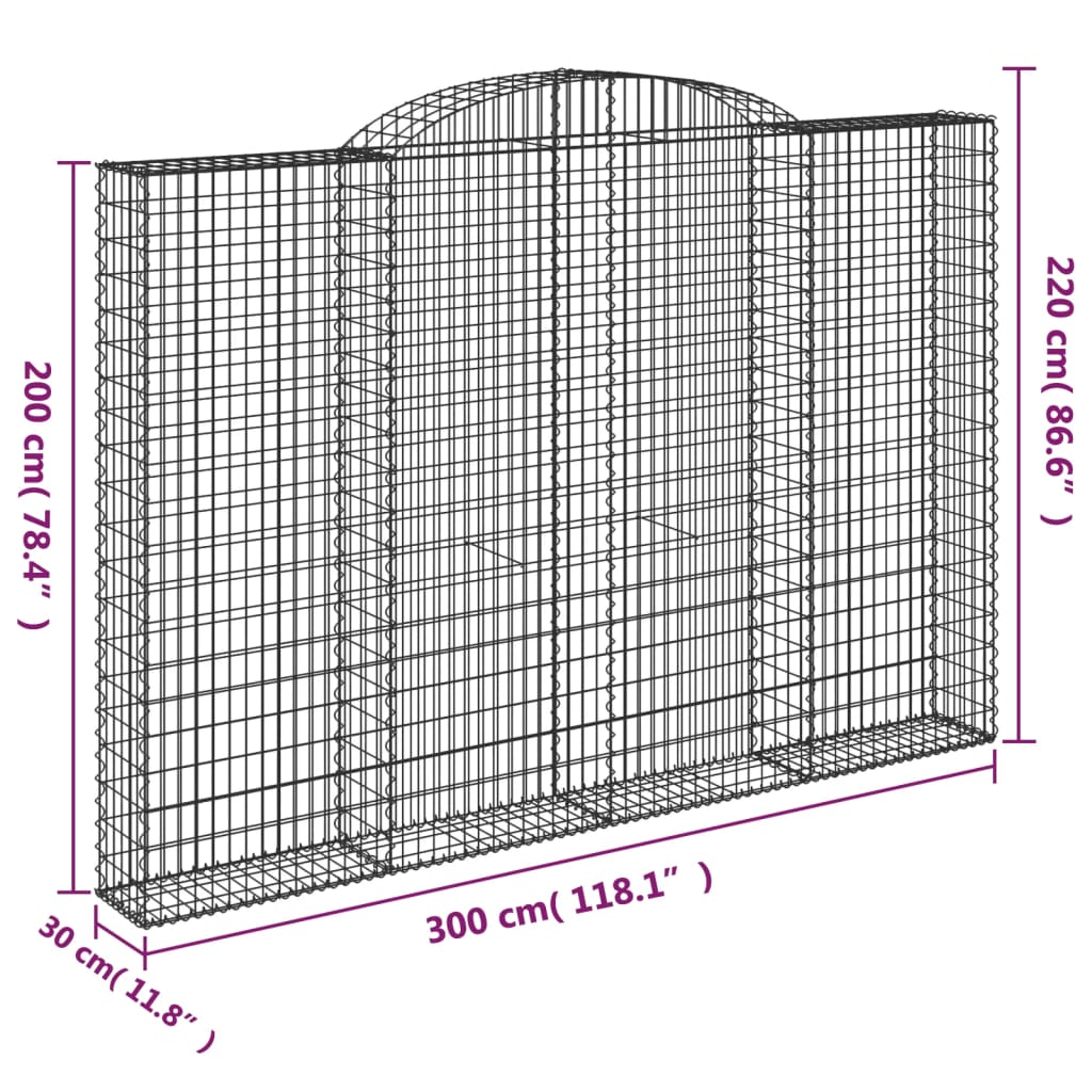 Cesti Gabbioni ad Arco 2 pz 300x30x200/220 cm Ferro Zincato