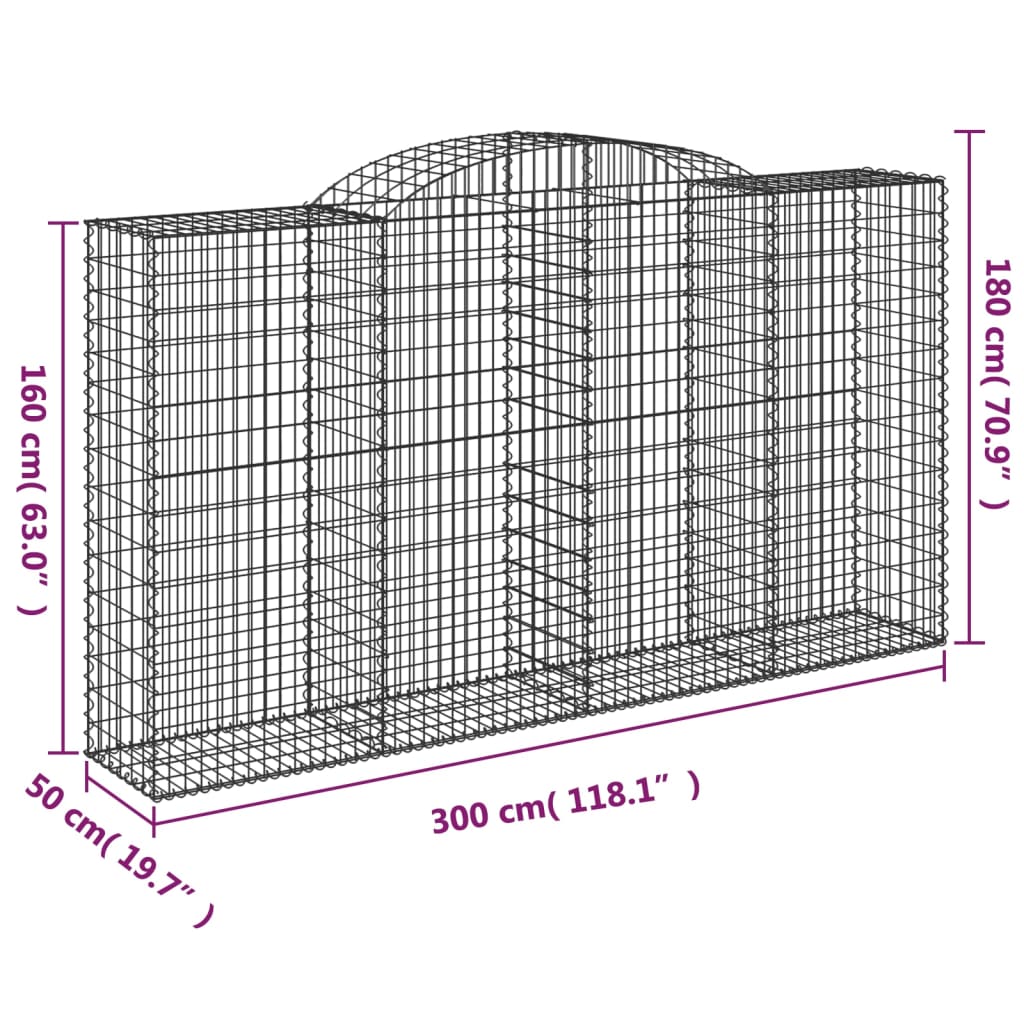 Cesti Gabbioni ad Arco 25 pz 300x50x160/180 cm Ferro Zincato - homemem39