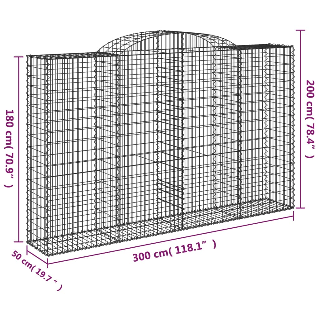 Cesti Gabbioni ad Arco 25 pz 300x50x180/200 cm Ferro Zincato