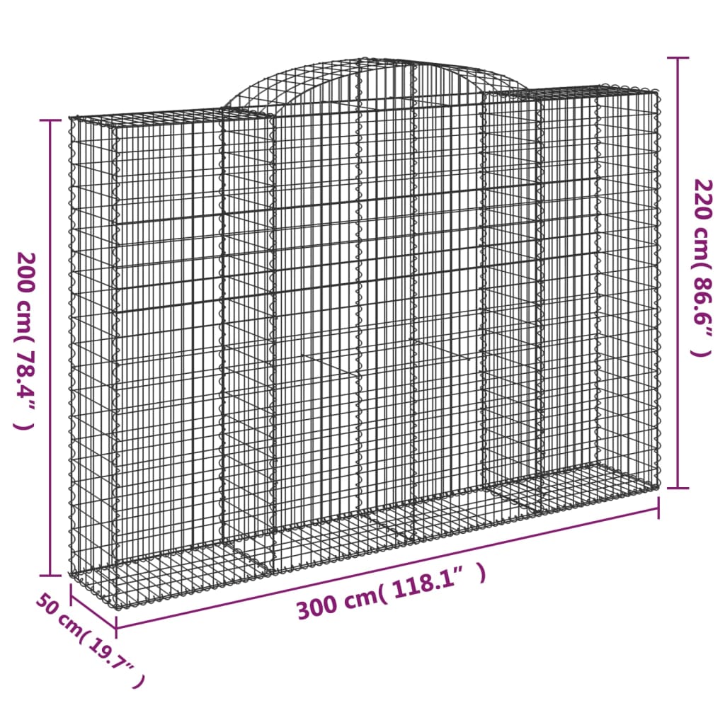 Cesti Gabbioni ad Arco 9 pz 300x50x200/220 cm Ferro Zincato