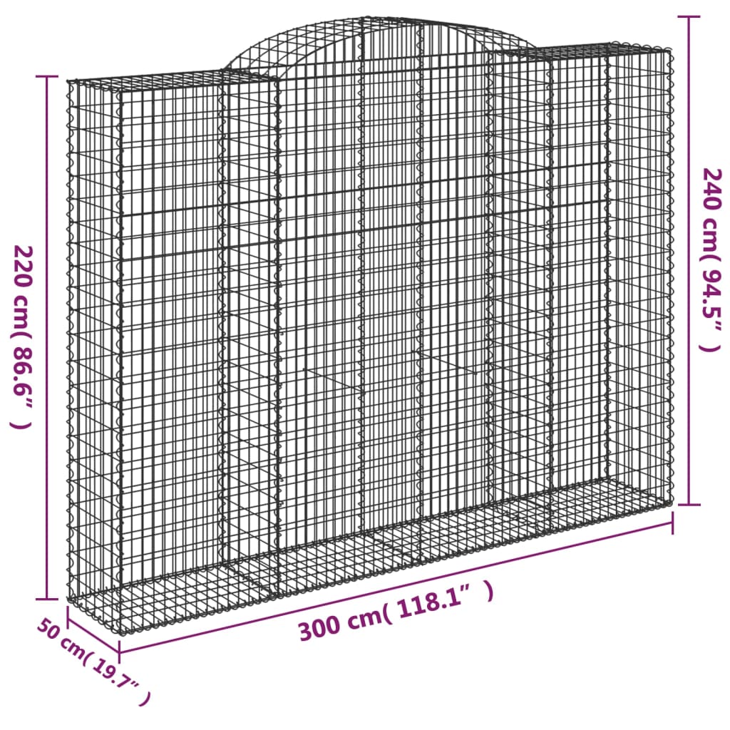 Cesti Gabbioni ad Arco 10 pz 300x50x220/240 cm Ferro Zincato - homemem39