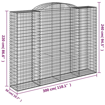 Cesti Gabbioni ad Arco 10 pz 300x50x220/240 cm Ferro Zincato