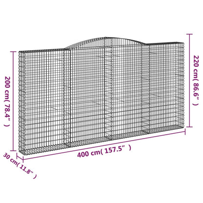 Cesti Gabbioni ad Arco 9 pz 400x30x200/220 cm Ferro Zincato