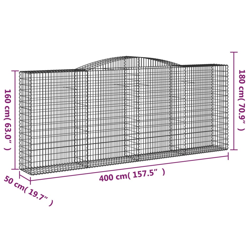 Cesti Gabbioni ad Arco 25 pz 400x50x160/180 cm Ferro Zincato - homemem39