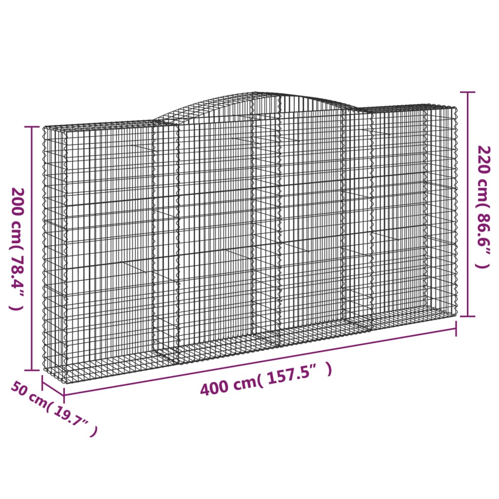 Cesti Gabbioni ad Arco 15 pz 400x50x200/220 cm Ferro Zincato - homemem39