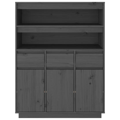 Credenza Grigia 89x40x116,5 cm in Legno Massello di Pino - homemem39