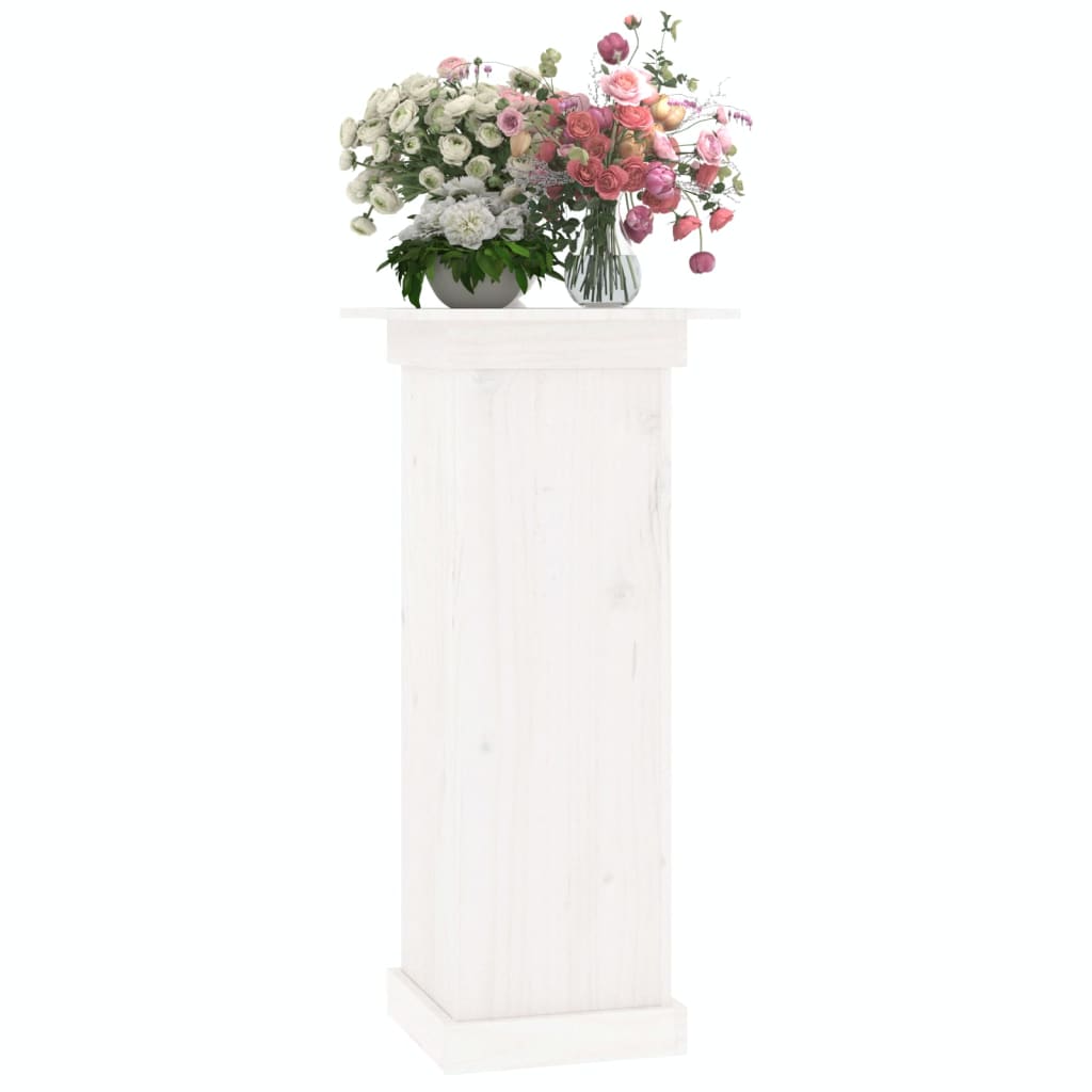 Supporto per Fiori Bianco 40x40x90 cm in Legno Massello di Pino - homemem39