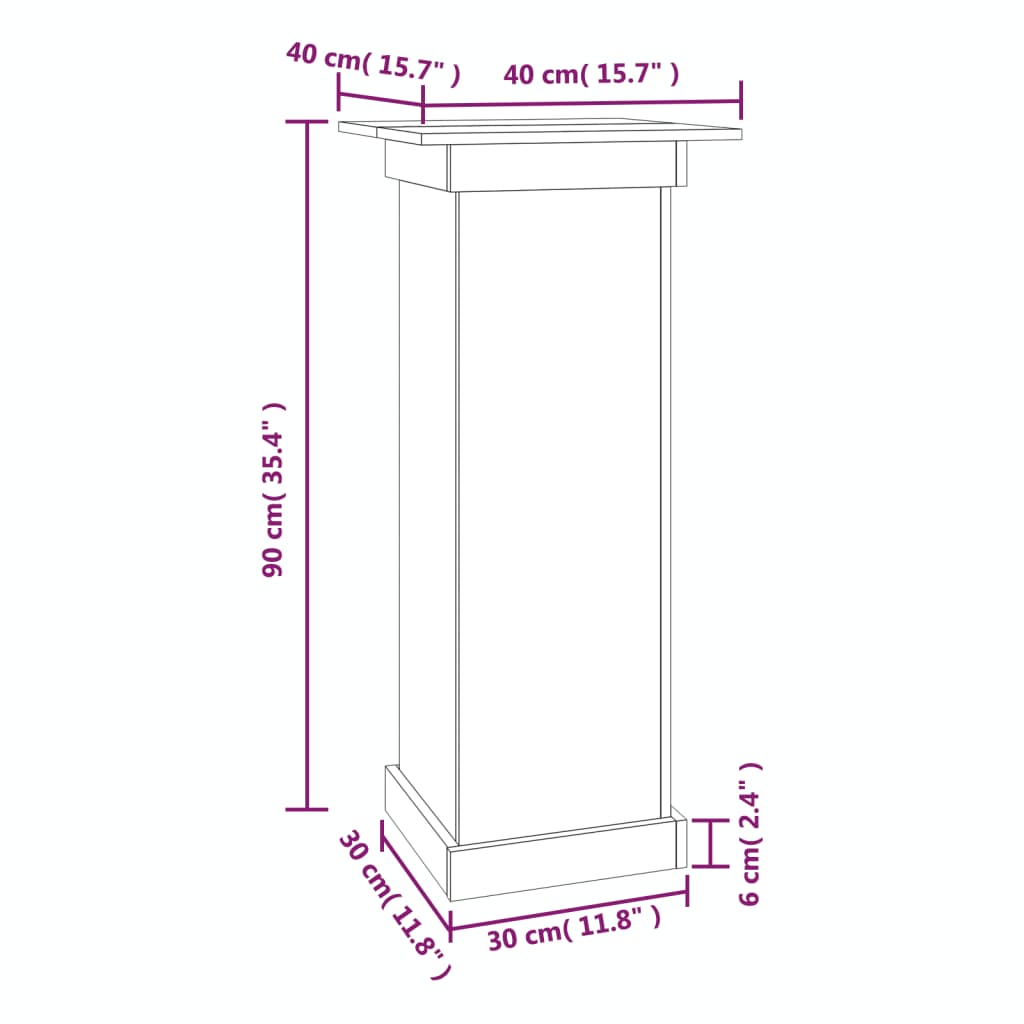 Supporto per Fiori Bianco 40x40x90 cm in Legno Massello di Pino - homemem39