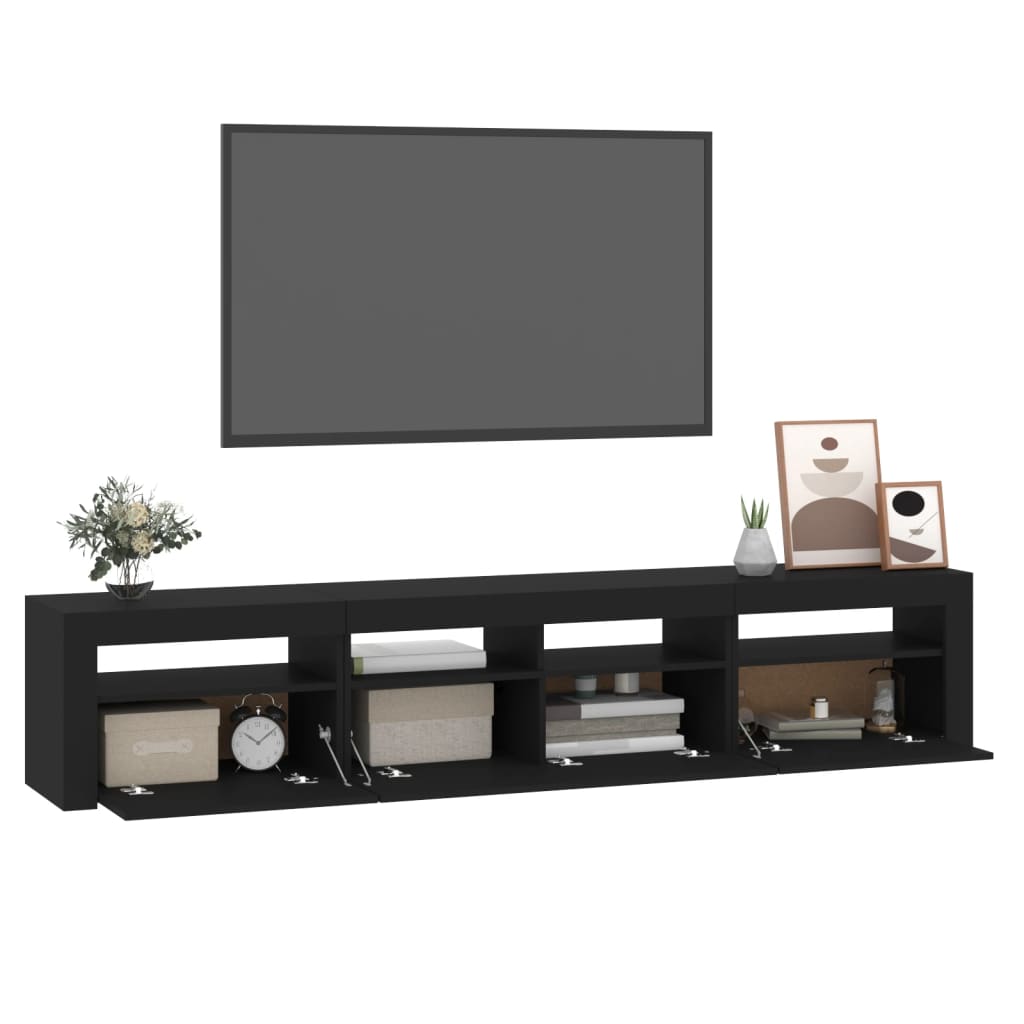 Mobile Porta TV con Luci LED Nero 210x35x40 cm - homemem39