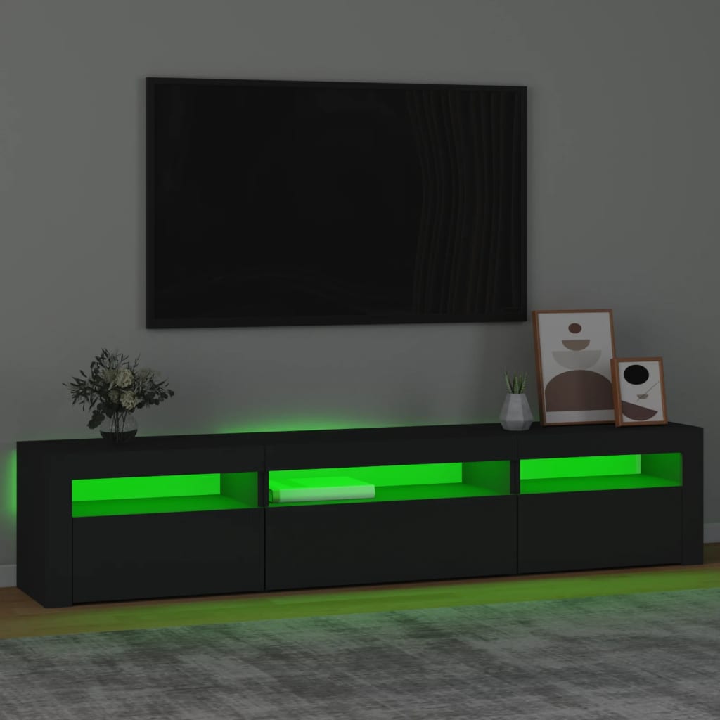 Mobile Porta TV con Luci LED Nero 195x35x40 cm - homemem39