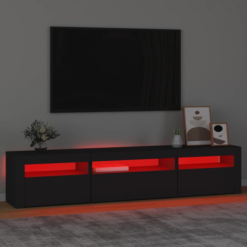 Mobile Porta TV con Luci LED Nero 195x35x40 cm - homemem39