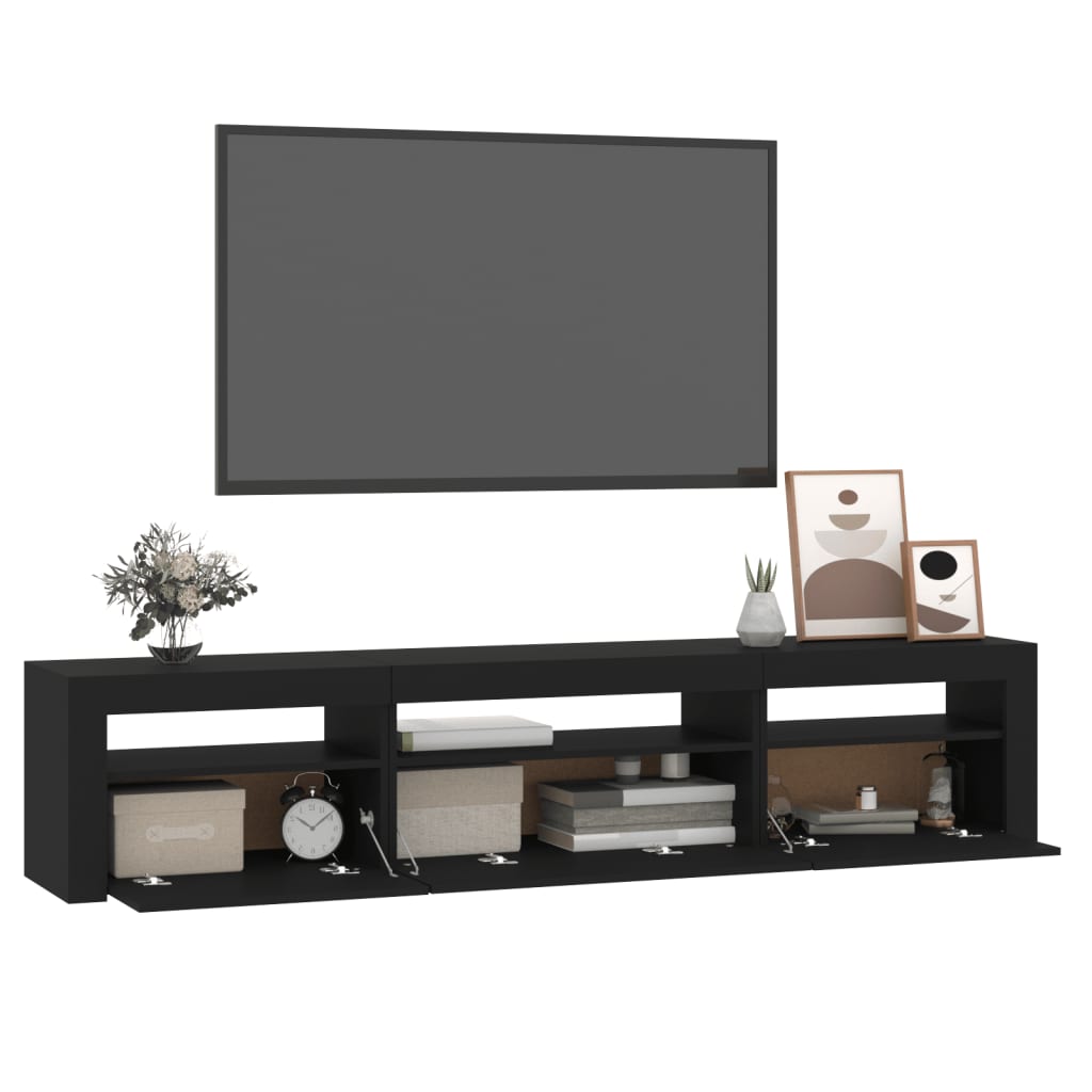 Mobile Porta TV con Luci LED Nero 195x35x40 cm - homemem39