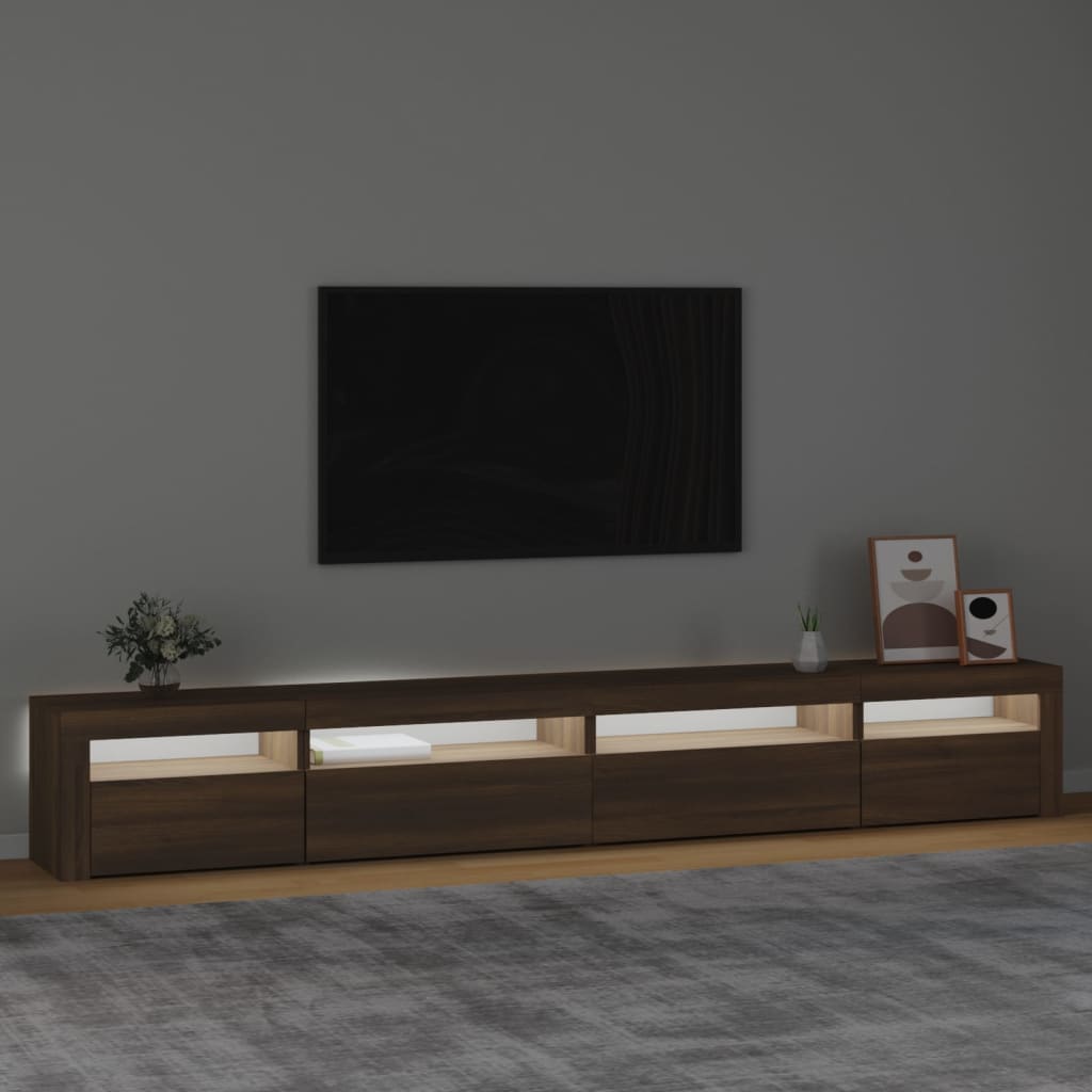 Mobile Porta TV con Luci LED Rovere Marrone 270x35x40 cm - homemem39