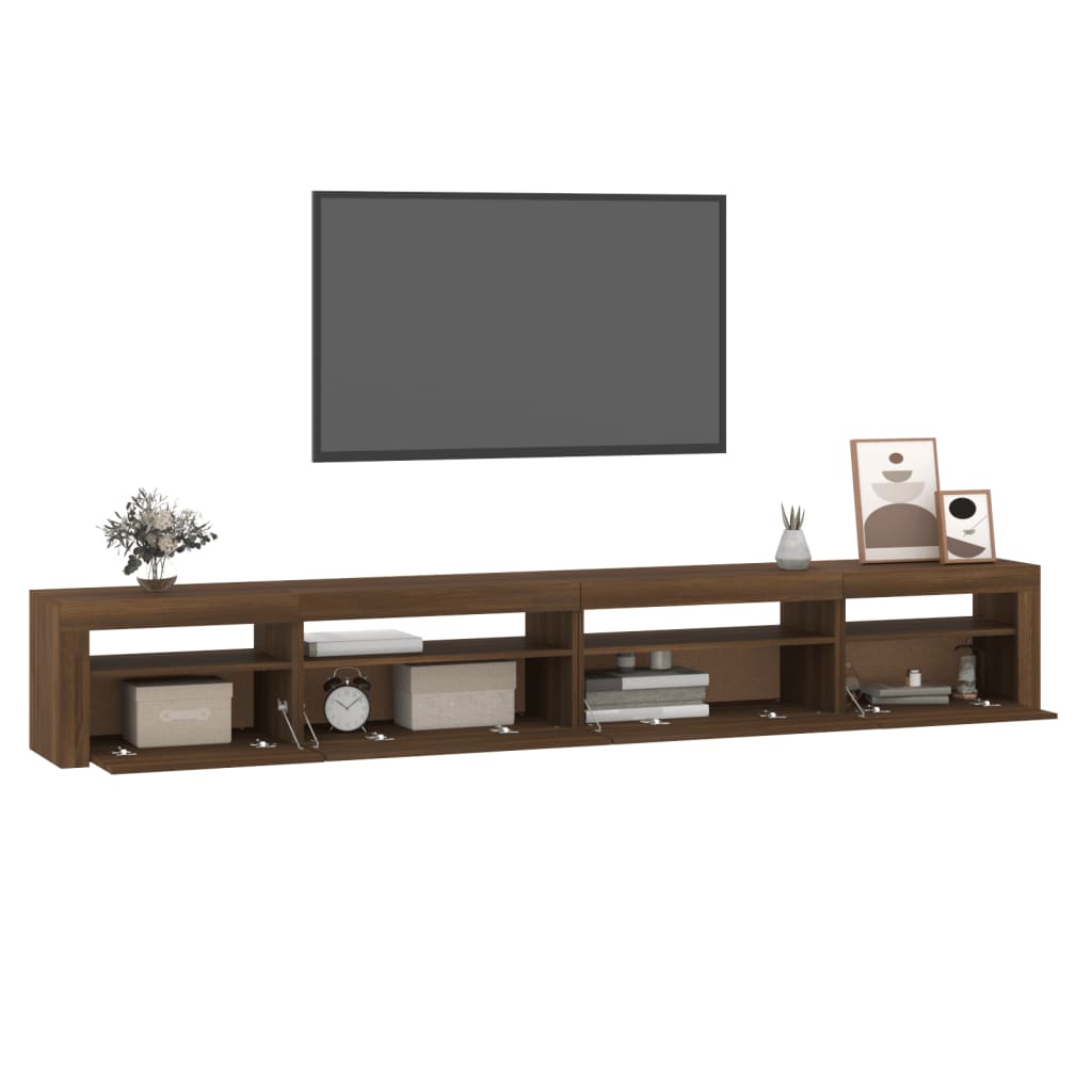 Mobile Porta TV con Luci LED Rovere Marrone 270x35x40 cm - homemem39