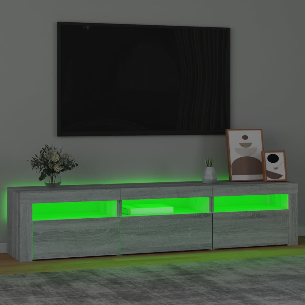 Mobile Porta TV con Luci LED Grigio Sonoma 180x35x40 cm