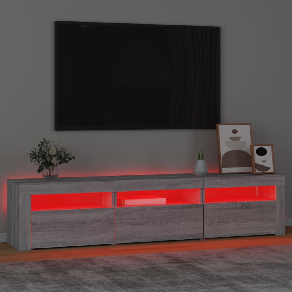 Mobile Porta TV con Luci LED Grigio Sonoma 180x35x40 cm - homemem39