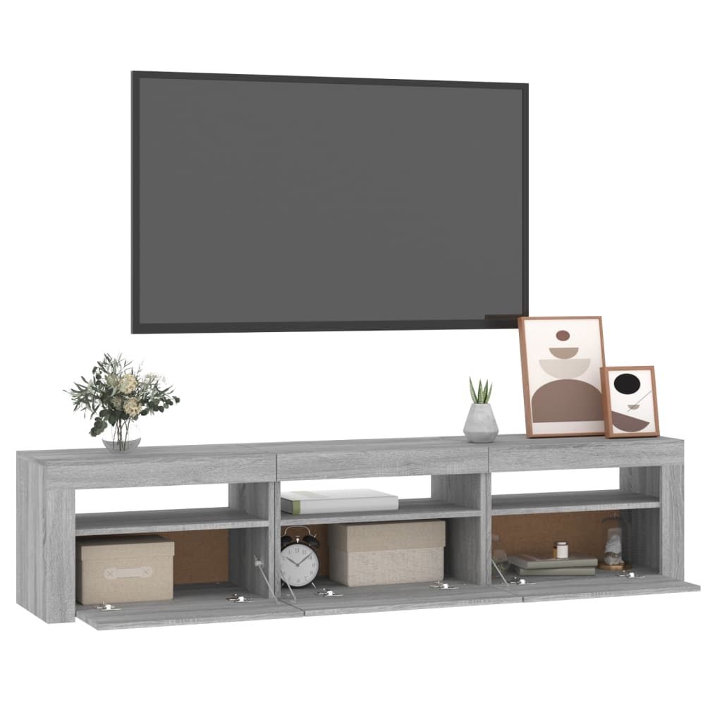 Mobile Porta TV con Luci LED Grigio Sonoma 180x35x40 cm - homemem39