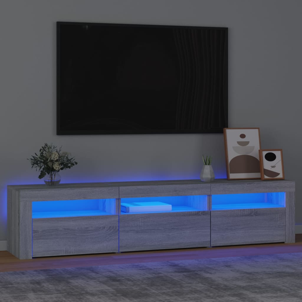 Mobile Porta TV con Luci LED Grigio Sonoma 180x35x40 cm - homemem39