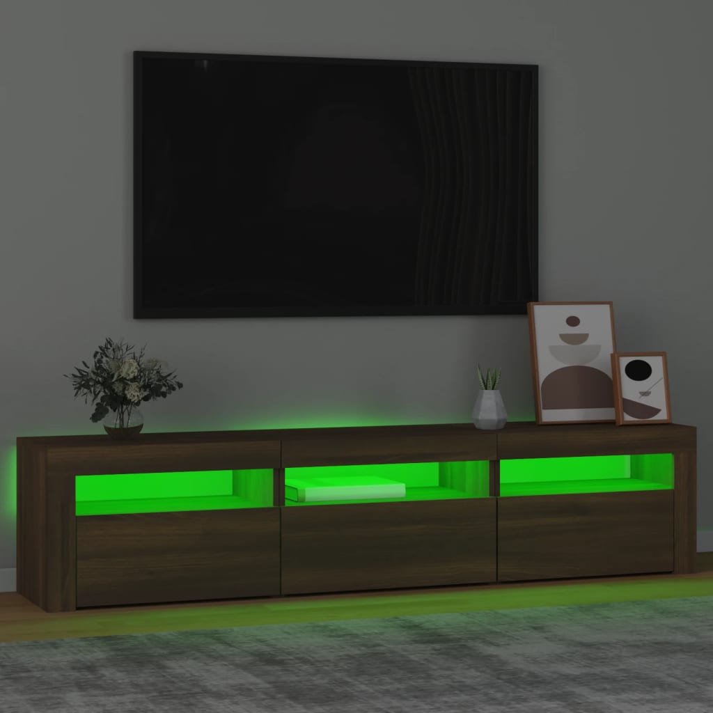 Mobile Porta TV con Luci LED Rovere Marrone 180x35x40 cm - homemem39